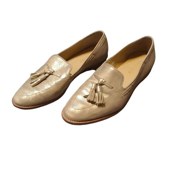 Talbots Metallic Gold Suede Leighton Tassled Loafer 8.5 - Picture 2 of 9